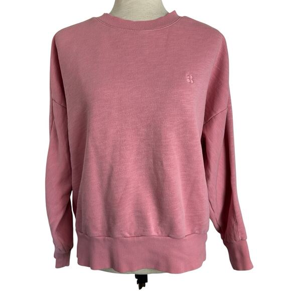Sweaty Betty Sweatshirt Womens Medium Pink Crew Neck Long Athleisure Workout - Picture 1 of 13